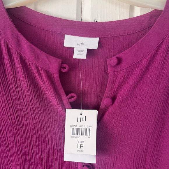 NWT J. Jill Smocked-Details Tiered Dress SZ Large Petite, Plum - Picture 6 of 8